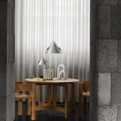 Kristina Dam Studio Cone Pendel Lille Børstet Aluminium & Valnød