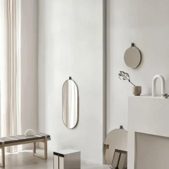 Kristina Dam Studio Dowel Round Spejl Stort Stål/Valnød