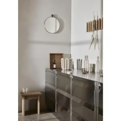 Kristina Dam Studio Dowel Round Spejl Lille Stål/Valnød