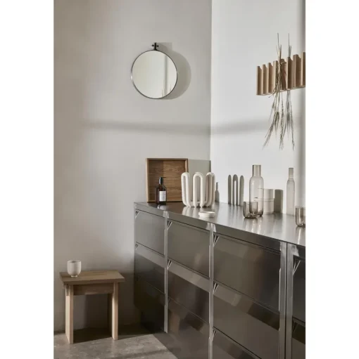 Kristina Dam Studio Dowel Round Spejl Lille Stål/Valnød