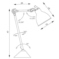 Lampe Gras N205 Bordlampe Mat Sort & Mat Blå
