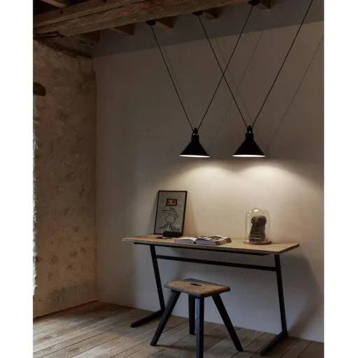 Lampe Gras N323 L Conic Pendel Sort/Gul