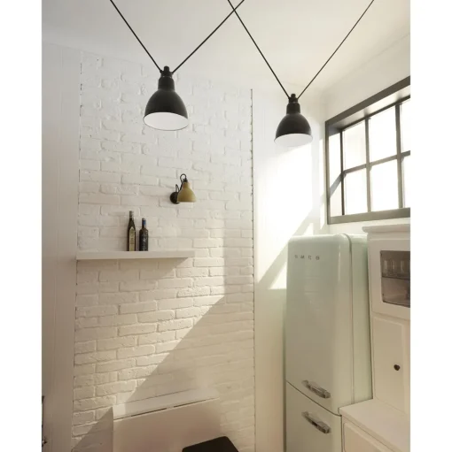 Lampe Gras N323 L Conic Pendel Sort/Gul