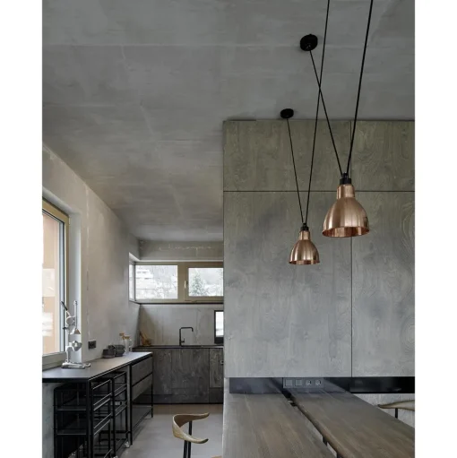 Lampe Gras N323 L Conic Pendel Rå Kobber/Hvid