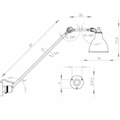 Lampe Gras N304 L60 Váglampe Mat Sort & Gul Hardwired