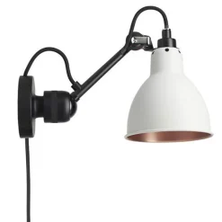 Lampe Gras N304 Váglampe Mat Sort & Hvid/Kobber Med Ledning