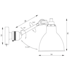 Lampe Gras N304 Váglampe Mat Sort & Mat Sort/Kobber Med Ledning