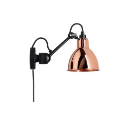 Lampe Gras N304 Váglampe Mat Sort & Kobber Med Ledning