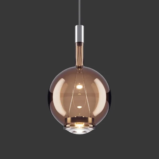 Lodes Sky-Fall Round Pendel Medium 3000K Glossy Bronze/Glas