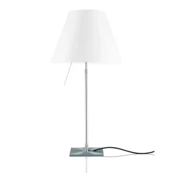Luceplan COSTANZA Bordlampe Aluminium med Hvid Skárm