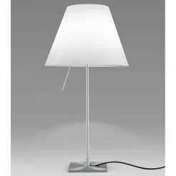 Luceplan COSTANZA Bordlampe Aluminium med Hvid Skárm