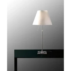 Luceplan COSTANZA Bordlampe Aluminium med Hvid Skárm