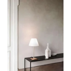 Luceplan COSTANZA Bordlampe Aluminium med Hvid Skárm
