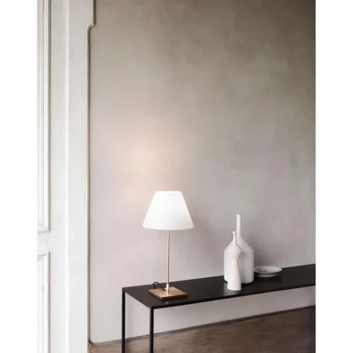 Luceplan COSTANZA Bordlampe Aluminium med Hvid Skárm