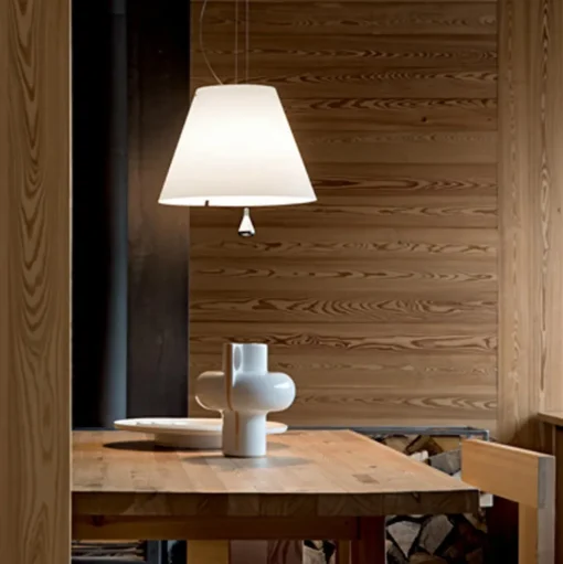 Luceplan COSTANZA Bordlampe Aluminium med Hvid Skárm