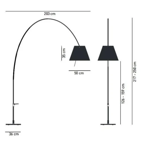 Luceplan Lady Costanza Gulvlampe Alu Krop, Hvid Skárm med Lysdámper
