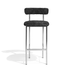 Møbel Copenhagen Font Barstol 75 cm Sheepskin Grå/Poleret Stål Stel