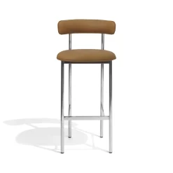 Møbel Copenhagen Font Barstol 65 cm Dunes Cognac Láder/Poleret Stål Stel