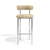 Møbel Copenhagen Font Barstol med Armlán 75 cm Sheepskin Grå/Poleret Stål Stel