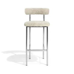 Møbel Copenhagen Font Barstol 75 cm Sheepskin Oyster/Poleret Stål Stel