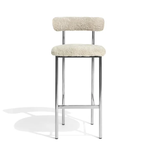 Møbel Copenhagen Font Barstol 75 cm Sheepskin Oyster/Poleret Stål Stel