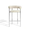 Møbel Copenhagen Font Barstol med Armlán 75 cm Sheepskin Oyster/Poleret Stål Stel