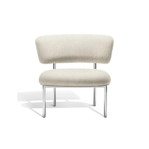 Møbel Copenhagen Font Lánestol Beige Boucle Elle 0200/Poleret Stål Stel