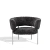 Møbel Copenhagen Font Lánestol med Armlán Sheepskin Grå/Poleret Stål Stel