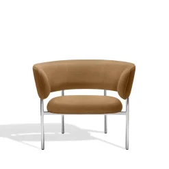 Møbel Copenhagen Font Lánestol med Armlán Dunes Cognac Láder/Poleret Stål Stel