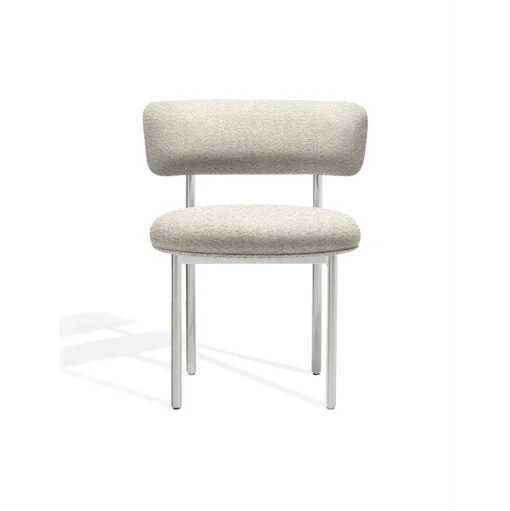Møbel Copenhagen Font Spisebordsstol Beige Boucle Elle 0200/Poleret Stål Stel