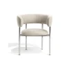 Møbel Copenhagen Font Spisebordsstol med Armlán Beige Boucle Elle 0200/Poleret Stål Stel