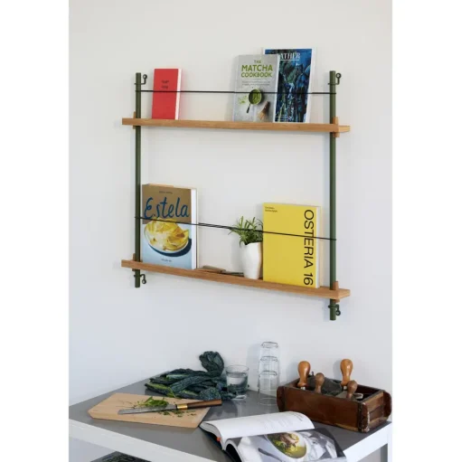 Moebe Magazine Shelving MS.115.2 Røget Eg/Pine Green
