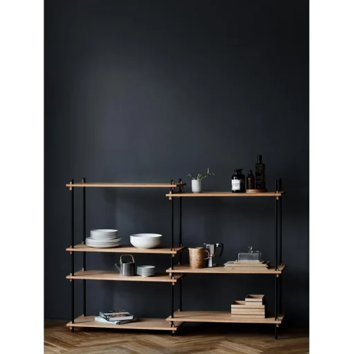 Moebe Shelving S.85.2.A Sort/Rustfri Stål