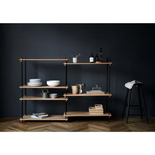 Moebe Shelving S.85.2.A Sort/Rustfri Stål