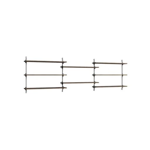 Moebe Wall Shelving WS.65.3 Røget Eg/Rustfri Stål