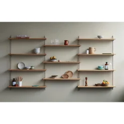 Moebe Wall Shelving WS.65.3 Røget Eg/Rustfri Stål