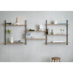 Moebe Wall Shelving WS.65.4 Røget Eg/Rustfri Stål