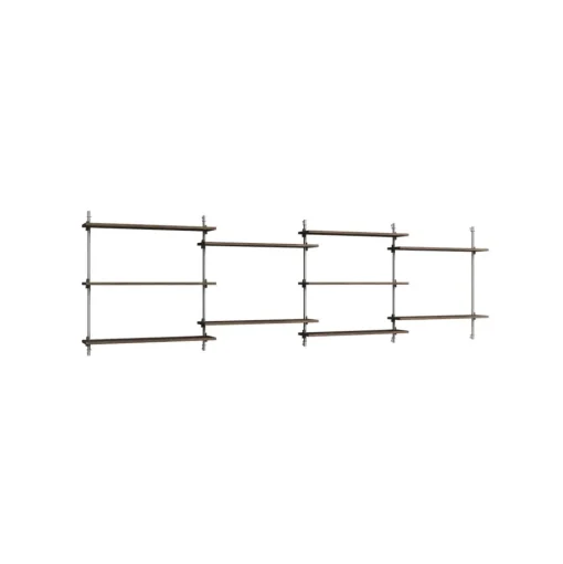Moebe Wall Shelving WS.85.4 Røget Eg/Rustfri Stål