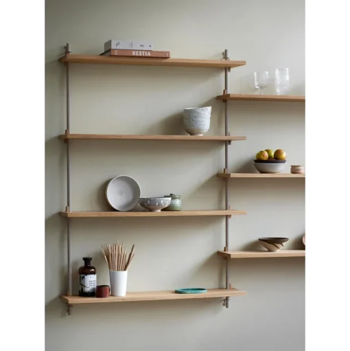 Moebe Wall Shelving WS.65.3 Sort/Rustfri Stål