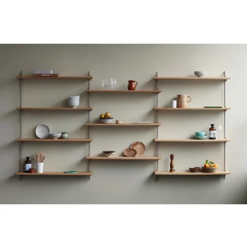Moebe Wall Shelving WS.65.3 Sort/Rustfri Stål