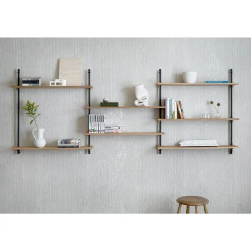 Moebe Wall Shelving WS.65.4 Sort/Rustfri Stål