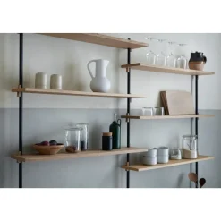 Moebe Wall Shelving WS.65.4 Sort/Rustfri Stål