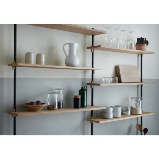 Moebe Wall Shelving WS.65.4 Sort/Rustfri Stål
