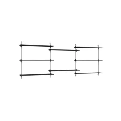 Moebe Wall Shelving WS.85.3 Sort/Rustfri Stål