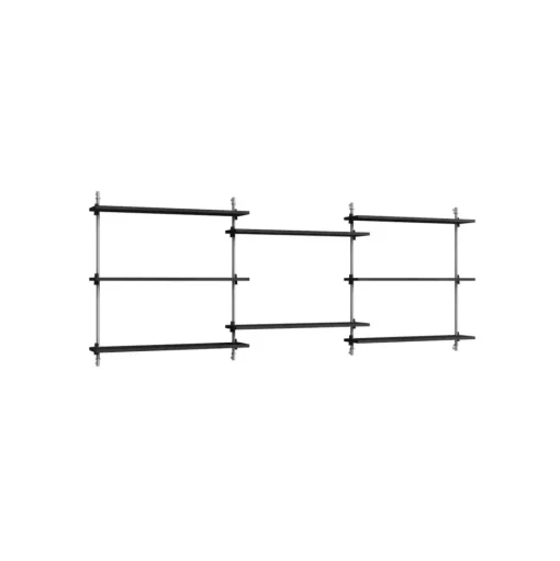 Moebe Wall Shelving WS.85.3 Sort/Rustfri Stål