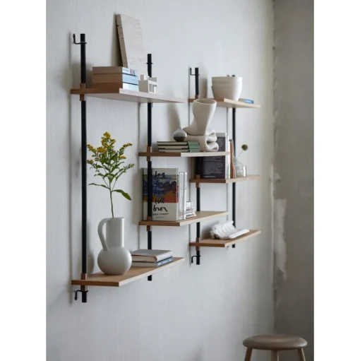 Moebe Wall Shelving WS.85.3 Sort/Rustfri Stål