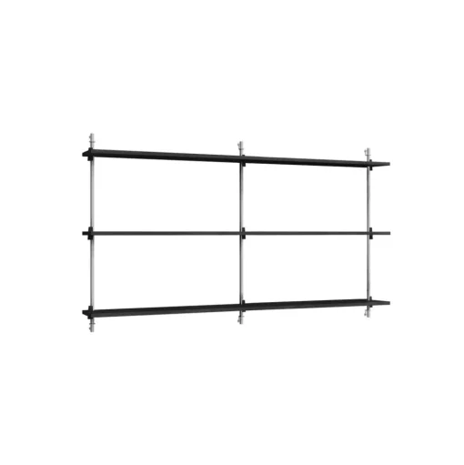 Moebe Wall Shelving WS.85.2.B Sort/Rustfri Stål