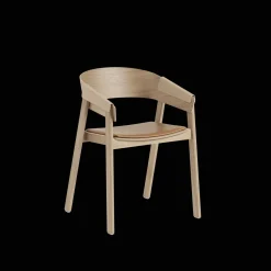 Muuto Cover Spisebordsstol med Armlán Láder Polstret Cognac/Eg