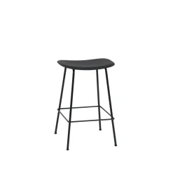 Muuto Fiber Barstol med Tube Base Sort/Sort H66 cm
