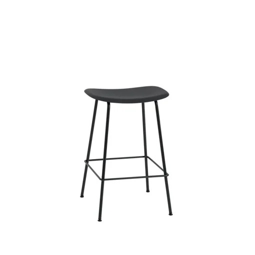 Muuto Fiber Barstol med Tube Base Sort/Sort H66 cm